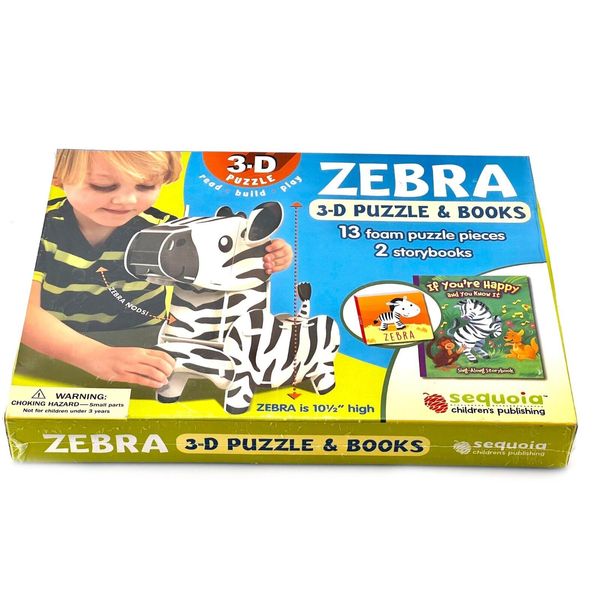 Book & Zebra Puzzle Storybooks Kids Educational Activity Toy Puzzle New In Box