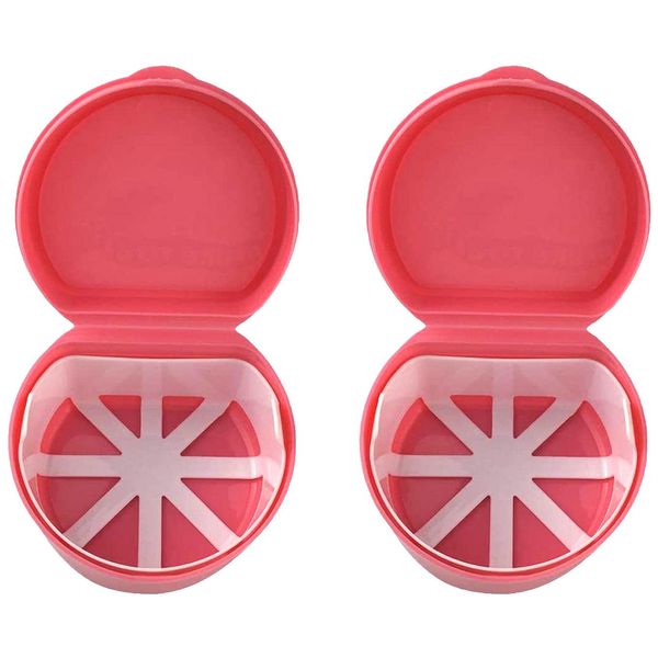 2 Pcs Denture Cleaning Cases Plastic False Teeth Care Boxes Denture Containers with Strainer for Storage, Cleaning and Care