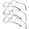 KoKoBin 3 Pack Round Frame Reading Glasses Blue Light Blocking Reader Metal Full Frame Retro Glasses (3 Pack, 3.5, diopters)