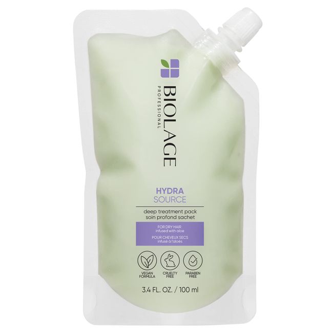 Biolage Hydra Source Deep Treatment Mask | Nourishes Dry Hair | With Aloe | Vegan & Paraben-Free | Cruelty Free | Hair Treatment | 3.4 Fl. Oz