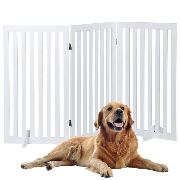 Dog Gate Pet Gate 36 Inch 3 Panels Foldable Dog Fence for Stairs Hallways Indoor