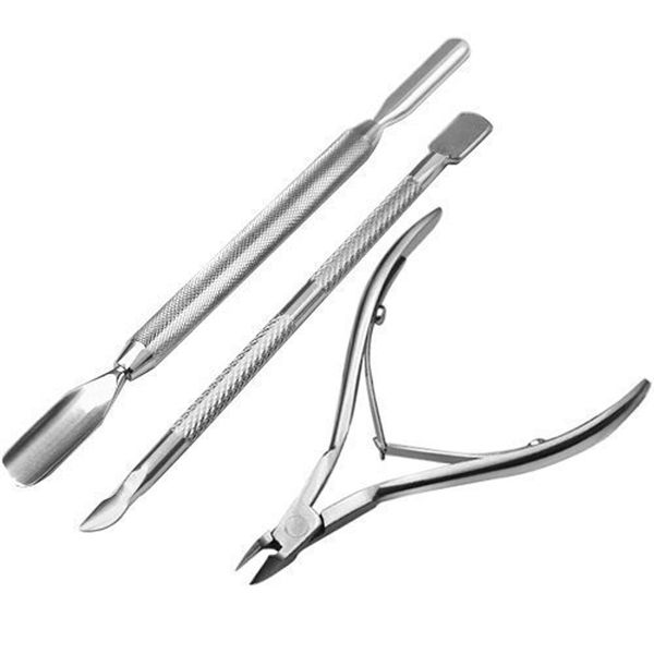 Haobase Pusher Scraper Spatula Nail Clipper Cuticle Trimmer, Cuticle Pusher, Set of 3