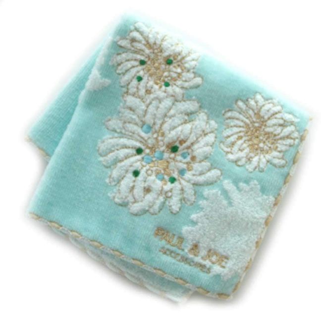 Paul & Joe ACCESSOIRES 107105-9207-02 Women's Towel Handkerchief (Blue) Flower Motif [100% Cotton] Women's Hand Towel, blue