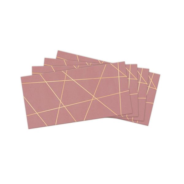 50 Umschläge, elegante Briefumschläge rosa Hintergrund und goldenen geometrischen Linien. Ideal für Einladungen, Dankeskarten, Korrespondenz, persönliche Briefe DIN lang (22 x 11 cm) selbstklebend