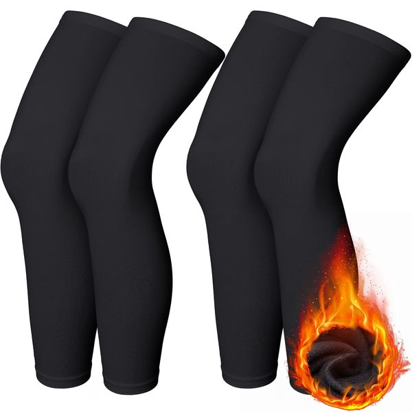 Skylety 4 Pieces Cycling Leg Warmers Thermal Sports Compression UV Long Leg Sleeves Full Length Leg Sleeves for Men Women (Medium)