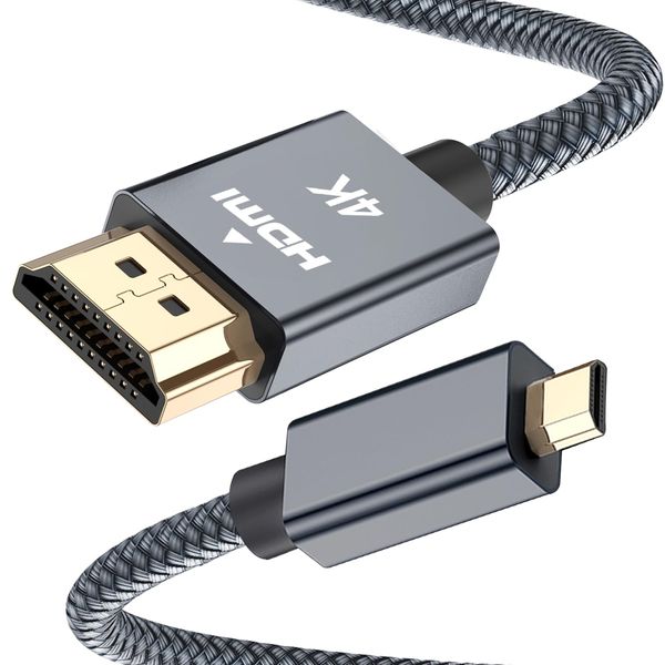 RUXELY Micro HDMI zu HDMI Kabel 4.5M,4K 60Hz Mikro HDMI Cable,3D ARC HDMI D zu HDMI A Kabel für Raspberry Pi 4 4b,GoPro Black Hero 7 6 5,Sony Camera A6000 A6300,Nikon B500,Lenovo Yoga 3 Pro 710,Canon