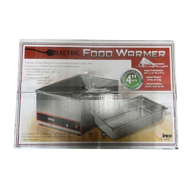 Winco Electric Food Warmer with 4" Steam Pan Stainless Steel (FW-S800)