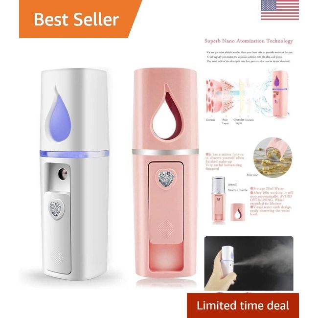 Mini Facial Steamer with Visual Water Tank & Mirror - Hydrating & Refreshing