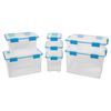 Sterilite 12 Qt Plastic Storage Bin Container Clear Gasket Sealed Box, (6 Pack)