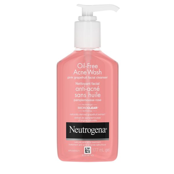 Neutrogena Oil-Free Acne Wash Facial Cleanser, Pink Grapefruit, 6 Ounce