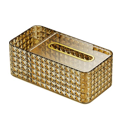 Tissue Box Cover Rectangle,Tissue Holder Napkin Dispenser for Bathroom Bedroom Living Room Office (Gold)
