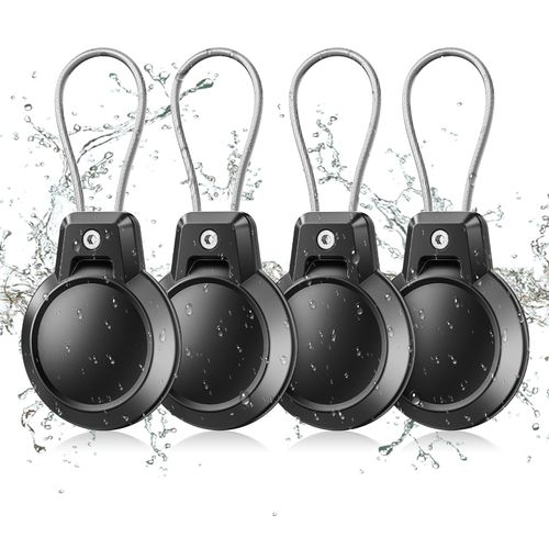 Gitfos Waterproof AirTag Keychain Holder - 4 Pack Airtag Holder for Apple AirTag, 360° Robust Protective AirTag Case with Wire Cable, AirTag Accessories, Airtag Holders for Luggage, Backpack, Key, Pet