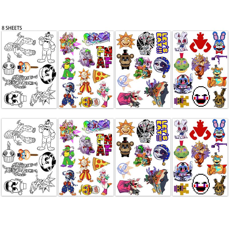 Pounchi Horror FNAF Temporary Tattoos (8 Sheets) Gifts Halloween Decor ...