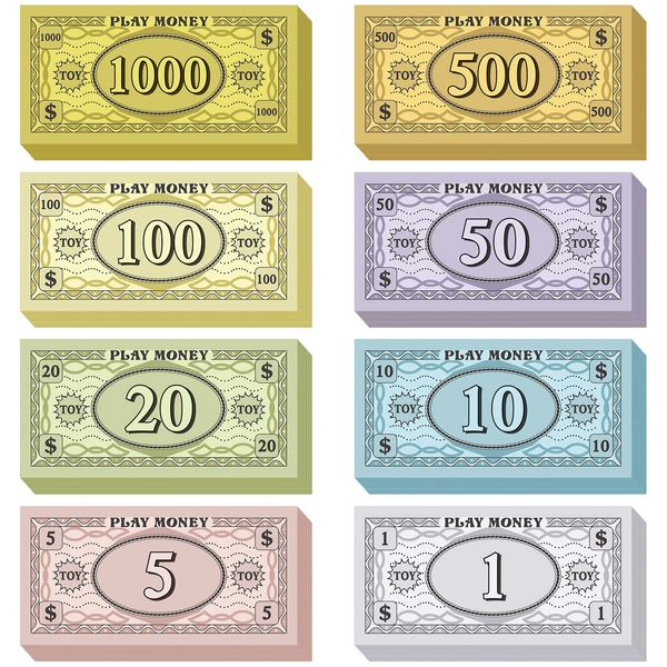 Sotiff 800 Pieces Replacement Play Money Set Prop Money Game Money Play Money for Kids Board Games 8 Denominations: $1000, 500, 100$, 50, 20, 10,$5, 1