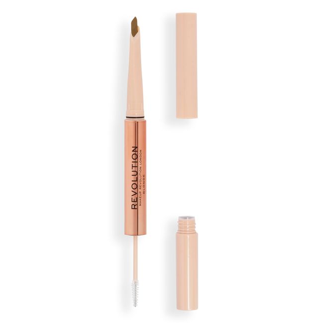 Makeup Revolution, Fluffy Brow Filter Duo, Brow Pencil & Eyebrow Gel, Available in 5 Shades, Bronde, 1pc