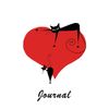 Journal: Black Cats on Heart 6x9 - GRAPH JOURNAL - Journal with graph paper pages, square grid pattern