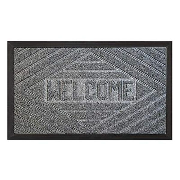 Durable Rubber Door Mat, Waterproof, and Entry, Heavy 29" x 17" Slate Welcome