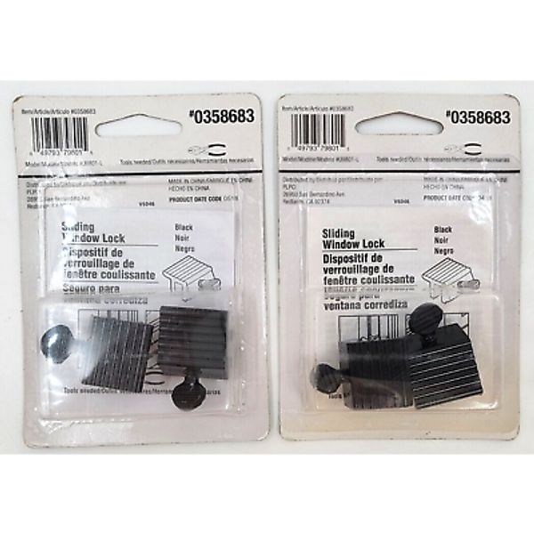 Gatehouse Aluminum Sliding Window Locks Black 0358683 Thumbscrew 2 Pk Lot of 2