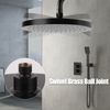 8.7 Inch Fixed Shower Head 220 cm Rainfall Swivel Ball Fixed Mount ABS Matte Black Round