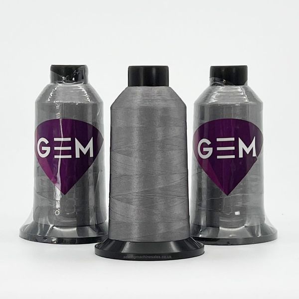 GEM Machine Embroidery Thread, 1x 3000M Cone, 40wt Polyester, Ash, for Embroidery Machines