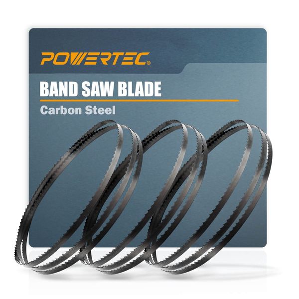 POWERTEC 70-1/2 Inch Bandsaw Blades Assortment for Woodworking, Band Saw Blades for Sears Craftsman 21400 and Rikon 10-305, 10-3061 10" Band Saw, 3PK (13606), Silver