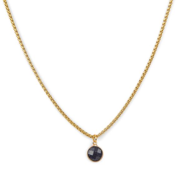 Classic Gold Stone Pendant Necklace - Black Agate