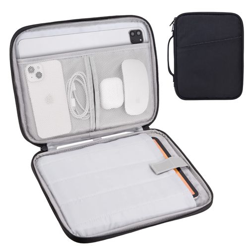 9-11 Inch iPad Carrying Case, Padded Travel Tablet Sleeve Bag for iPad Pro 11-in (M4), iPad 10.9 (10th Gen), iPad Air 11-in (M2), Galaxy Tab S9/S8 (Black-11)