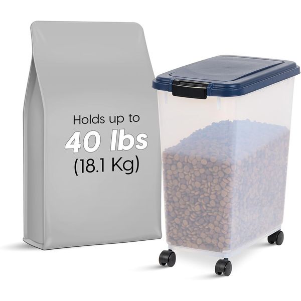 40 lb Pet Food Storage Container Large Dry Bin for Dog Cat Bird BPA Free Wheels