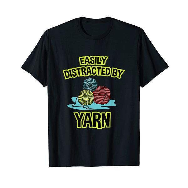 Easily Distracted by Yarn T-Shirt, black