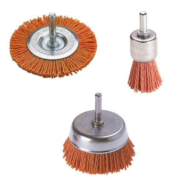 wolfcraft Nylon Wire Brush Set 3 Pcs., aggressive I 2741000