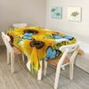 Walmsco Tablecloth Yellow Sunflower Blue Butterfly Decor For Dining Room Kitchen Rectangular Table Cover 132 * 178cm