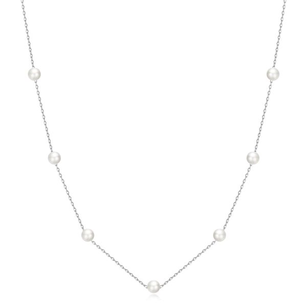 Philip Jones Silver Plated Pearl Chain Necklace