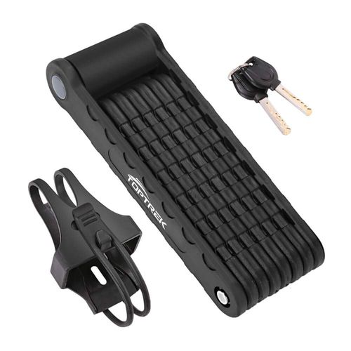 Toptrek Folding Lock with Bracket Bicycle Lock Key Long 94 cm 8 Joints Bicycle Lock Security Level 7 Bicycle Folding Lock for Mountain Bike/Road Bike/BMX/MTB (Black)