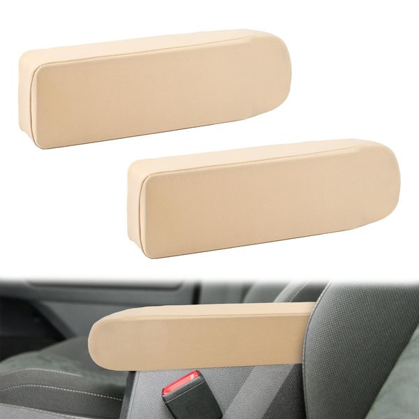 lasuroa 2stk Armlehnenschutz Auto, Stoff Armlehnenbezug für Auto Ersatz-Armlehnenschutz Auto-Innenzubehör für Auto SUV LKW Van (Beige)