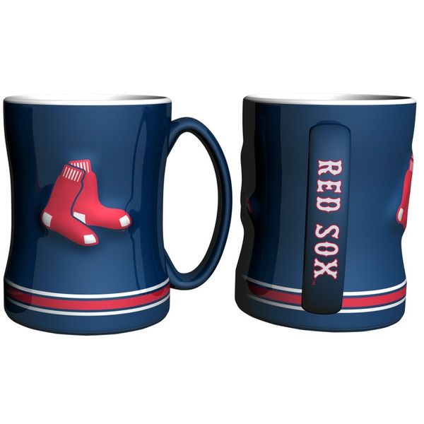 Boston Red Sox Coffee Mug - 14oz Sculpted Relief - Blue