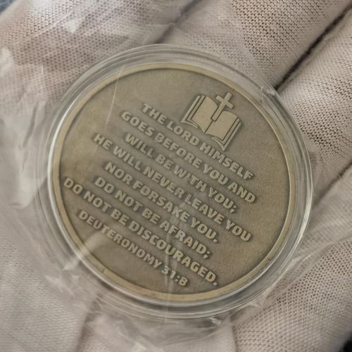 Rooted in Christ The Lord is My Rock, My Fortress, My Deliverer Faith-Based Christian Challenge Coin Bible Verse Gift (Single Coin)