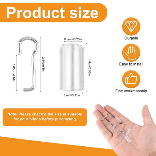 8pcs Mini Blinds Wand Replacement, Stainless Steel Blind Wand Hook Wand Wire and Sleeve Collar Hook Window Blind Repair Parts Blinds Accessories Parts for Horizontal Blinds