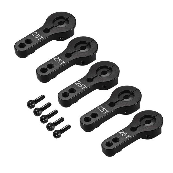 sourcing map 5PCS 25T Aluminum Servo Horns M3 Threads Metal Steering Arm for RC Airplane - Black