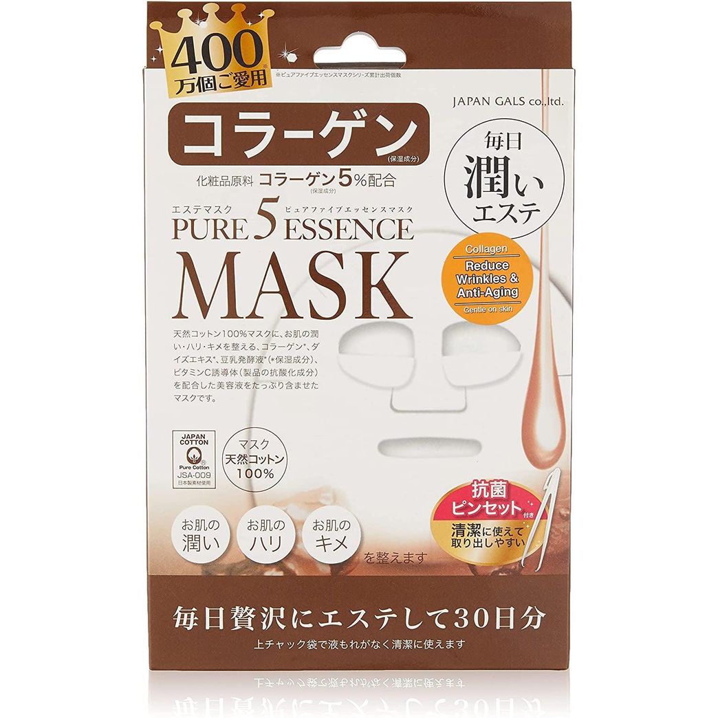 Japan Gals Pure 5 Essence Facial Mask Collagen CO 30 Sheets