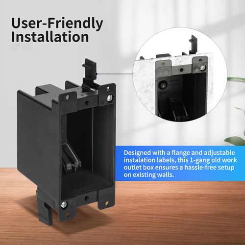 YQMIGU Black Switch Outlet Box 1-Gang Extra Deep, 14 Cu In High-Grade Fire Rated, ETL Listed, PVC Black Box Used For Electrical Outlet Install, AWG Standard, Suitable For New House Renovation(10 Pack)
