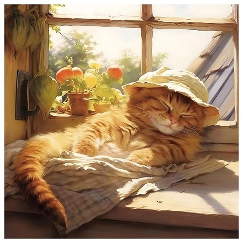 Sanjee Diamond Art Kits for Adults, Cat Diamond Painting Kits for Beginner, 5D DIY Round Full Drill Gem Art Crafts for Home Wall Decor Gift, 12x12inch