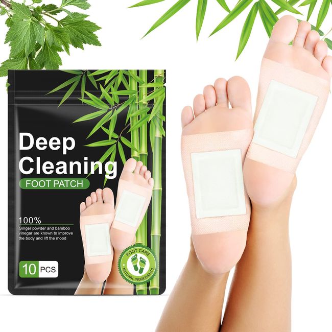 Moulis Detox Foot Patches, 10PCS Detox Foot Pads for Foot and Body Care, Foot Detox Patches with Bamboo Vinegar and Ginger Powder for Remove Impurities, Cleanse Body, Relieve Stress and Improve Sleep