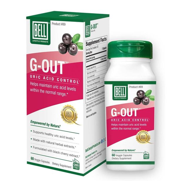 Bell Lifestyle G-Out, Uric Acid Control, 60 Veggie Capsules