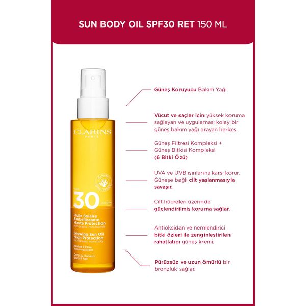 SUN BODY OIL SPF30 150ML - Güneş Koruyucu Vücut Yağı SPF 30