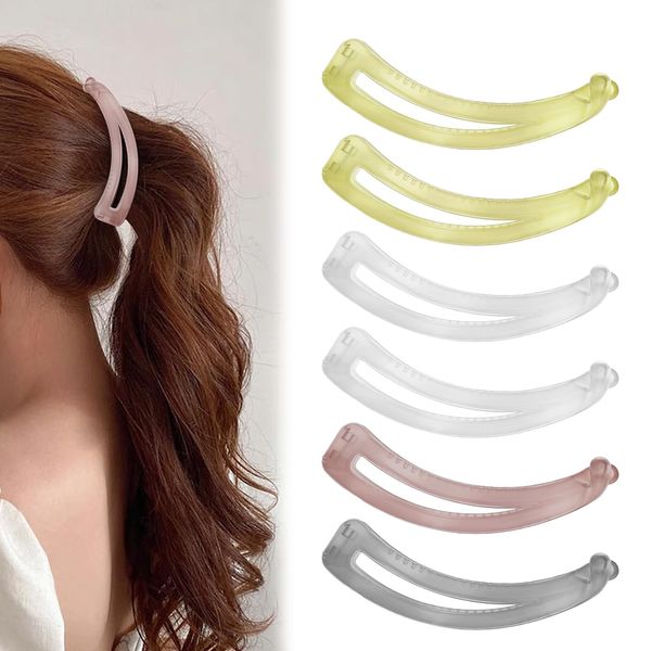 JJUNW 6 Stück Groß Bananen Haarspange, Haarspange für Damen und Mädchen Vintage Bananenspange Pferdeschwanz Haarklammer Dickes Haar Banana Clip für Damen und Mädchen (Farbe 2)