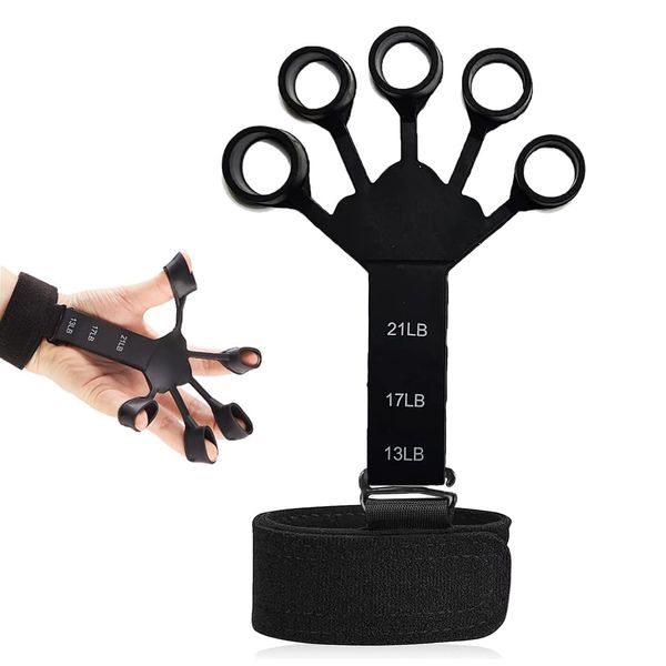 MYSUNBAR Finger Power Grip Strength Training 6 Resistance Levels Finger Strengthener Finger Trainer Stretcher Hand Grippers Rehab Finger Exercise Strength Training Stress Relief Rehab Equipment Unisex