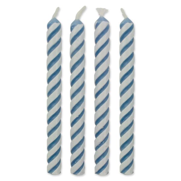 PME Blue Striped Candles, Medium Size, 24-Pack