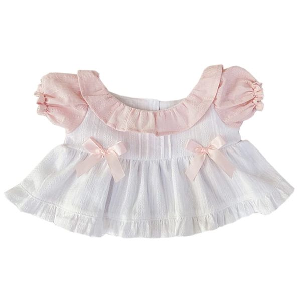 niannyyhouse 15.7 inches (40 cm) Plush Clothes Loose Fitting Pink and White Dress Dress Clothes Cotton Doll Accessories