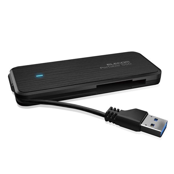 Elecom ESD-EC0480GBKR Portable SSD, 480 GB, USB 3.2 (Gen1) Compatible, PS5/PS4 (Manufacturer's Operation Confirmed), Cable Storage, Data Recovery Service Lite Included, Black