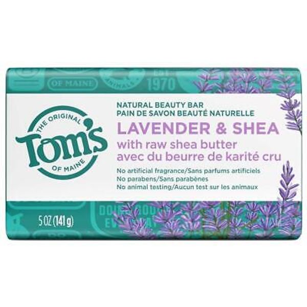 Tom's of Maine Natural Beauty Bar Soap with Raw Shea Butter, Lavender 5 ounce